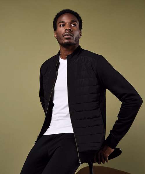 Regular fit quilted full-zip sweatshirt