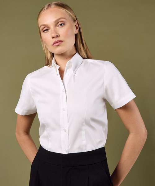 Women's corporate Oxford blouse short-sleeved (tailored fit)