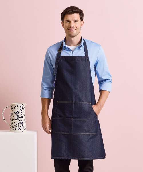 Jeans stitch bib apron