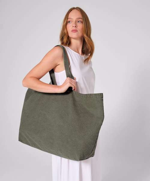 Garment-dyed oversized tote bag